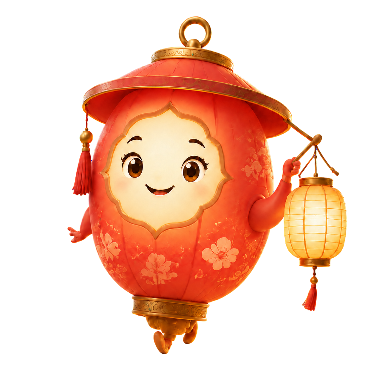 Lumi, the smiling lantern guide holding a little glowing lantern